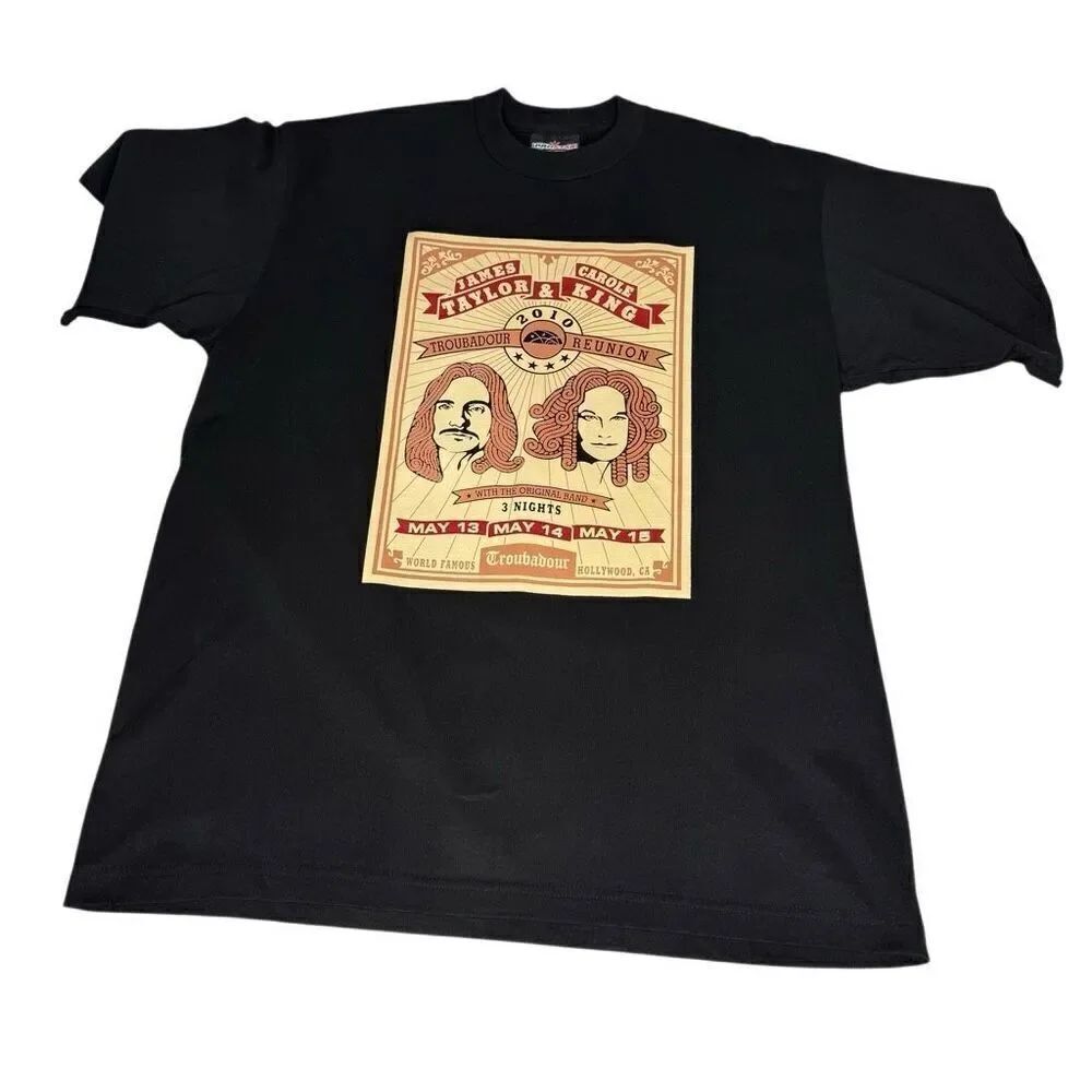 James Taylor & Carole King Hollywood Bowl 2010 black graphic T shirt size XL